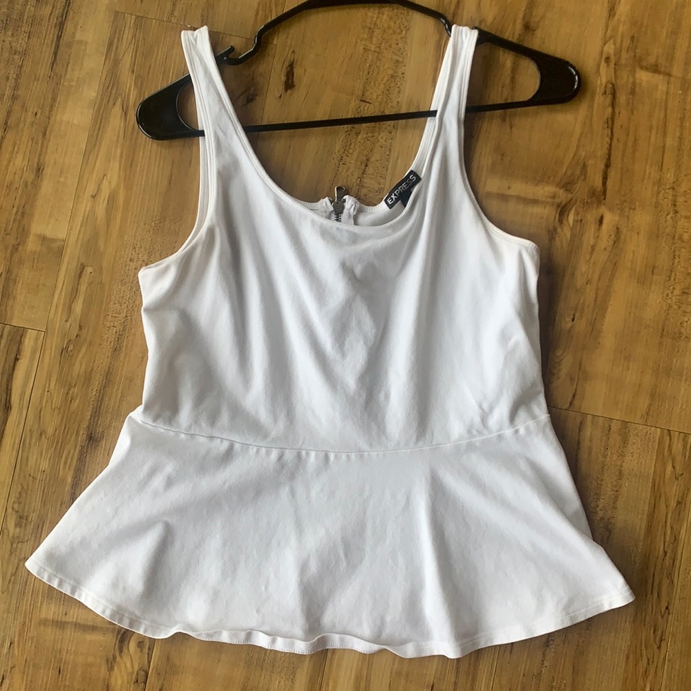 Express Peplum White Tank Top